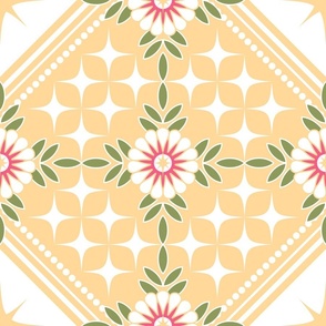 Stellar Garden / Geometric / Diamond / Flowers / Yellow Peach / Large