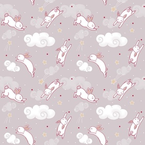 Leaping Bunnies gray medium