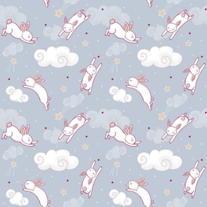 Leaping Bunnies blue medium