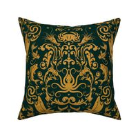 OCTOPUS'S GARDEN - STARFISH GOLD ON SEA GREEN BLACK