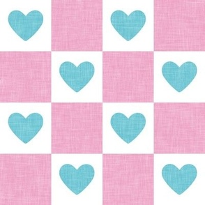 (2" scale) Heart Checks - Valentine's Day Hearts - blue and pink - LAD22