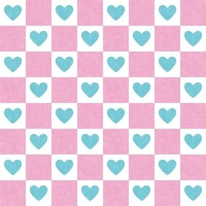 (1" scale) Heart Checks - Valentine's Day Hearts - blue and pink - LAD22