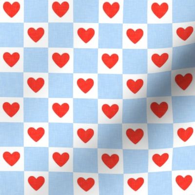 (1" scale) Heart Checks - Valentine's Day Hearts - red & light blue - LAD22