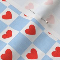 (1" scale) Heart Checks - Valentine's Day Hearts - red & light blue - LAD22