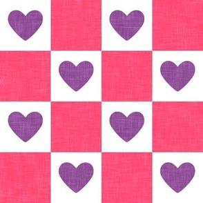 (2" scale) Heart Checks - Valentine's Day Hearts - purple/pink  - LAD22