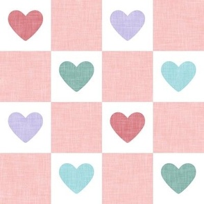 (2" scale) Heart Checks - Valentine's Day Hearts - multi pink & blue - LAD22