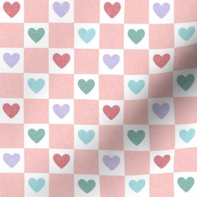 (1" scale) Heart Checks - Valentine's Day Hearts - multi pink & blue - LAD22