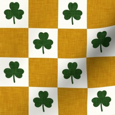 (2" scale) Shamrock Checks - St Patricks Day Check - gold/dark green - LAD23