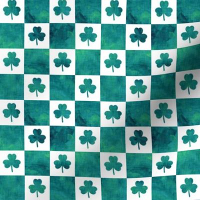(1" scale) Shamrock Checks - St Patricks Day Check - watercolor teal - LAD23