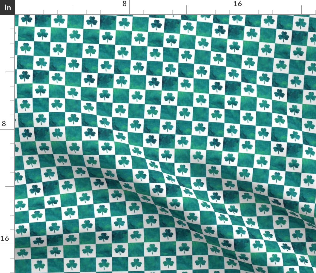 (1" scale) Shamrock Checks - St Patricks Day Check - watercolor teal - LAD23