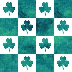 (2" scale) Shamrock Checks - St Patricks Day Check - watercolor teal - LAD23