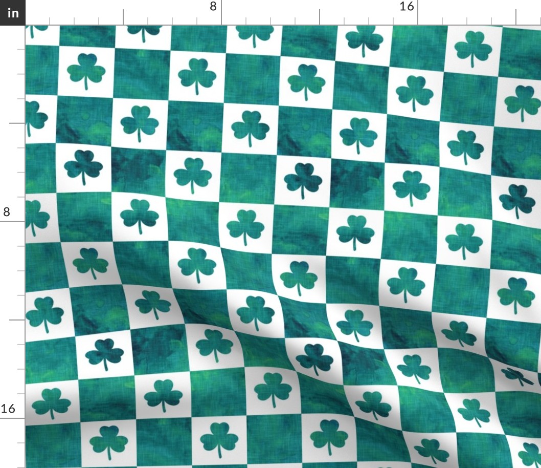 (2" scale) Shamrock Checks - St Patricks Day Check - watercolor teal - LAD23