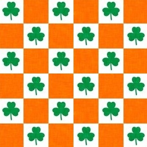 (1" scale) Shamrock Checks - St Patricks Day Check - orange/green - LAD23