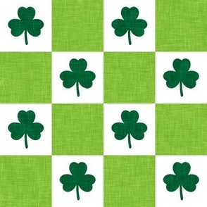 (2" scale) Shamrock Checks - St Patricks Day Check - Green/Dark green - LAD23