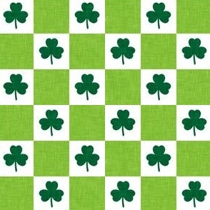 (1" scale) Shamrock Checks - St Patricks Day Check - Green/Dark green - LAD23
