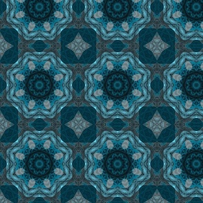 Boho octagon bloom - teal aqua 