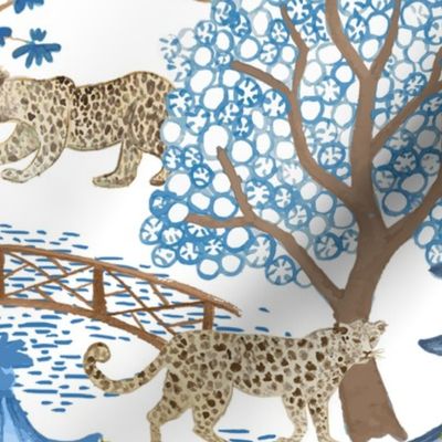 Party Leopards in Pagoda Forest Navy_ Cobalt and Rust copy