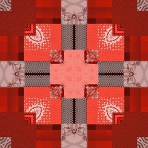 red and coral Boho patchwork 