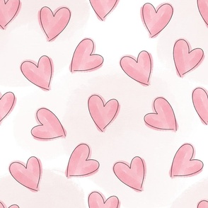 large minimalist watercolor hearts