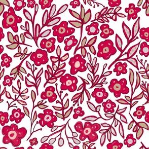 Viva Magenta Boho Floral White