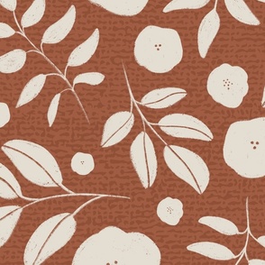 Textured floral in rust - large