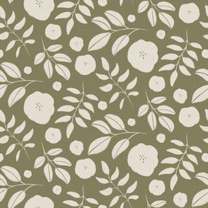 Textured floral in green - small