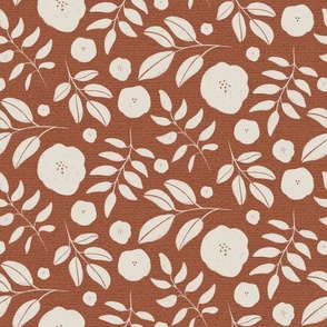 Textured floral in rust - small
