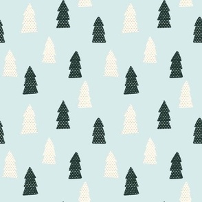 Christmas trees on blue background - large