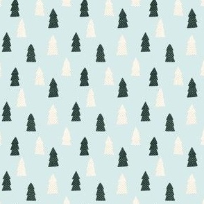 Christmas trees on blue background - small