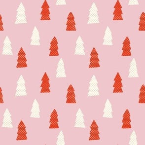 Christmas trees on pink background - large