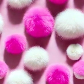 fluffies in pink and white