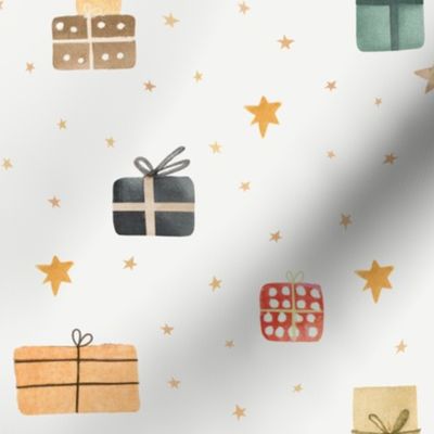 Hipster Christmas - Presents and stars L