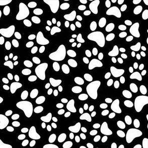 Black and White Paw Print Pattern