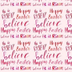 handlettered pink and red easter phrases - christian - on pink