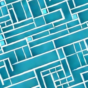 mosaic and linear in blue and green