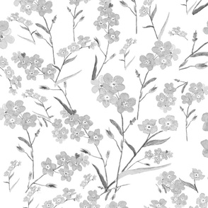 forget me not pattern black and white