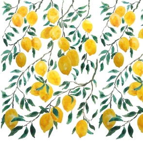 watercolor yellow lemon pattern 