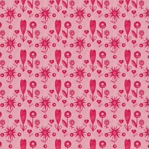 Pink and red doodles filler fabric