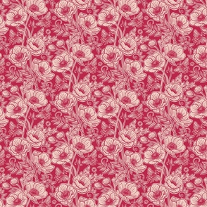 Bee Floral with Anemones in Viva Magenta - small