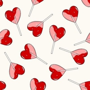 Boho Heart Lollipops / Off-White - Valentine's Day, Retro
