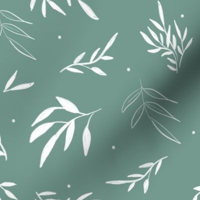 Sage Green and White Vines Accent - Wild Fields Collection by Makewells