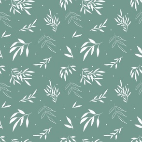 Sage Green and White Vines Accent - Wild Fields Collection by Makewells