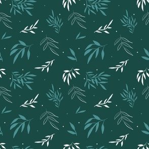 Green and White Vines Accent  - Wild Fields by Makewells.