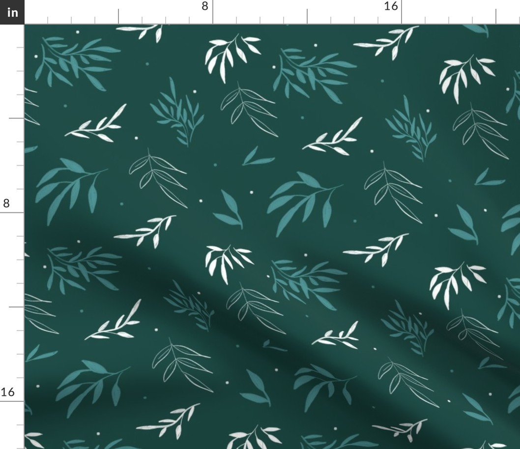 Green and White Vines Accent  - Wild Fields by Makewells.