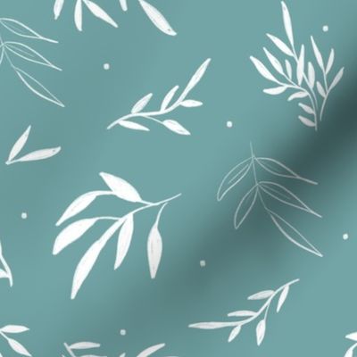 Vines Accent White and Turquoise - Wild fields collection by makewells