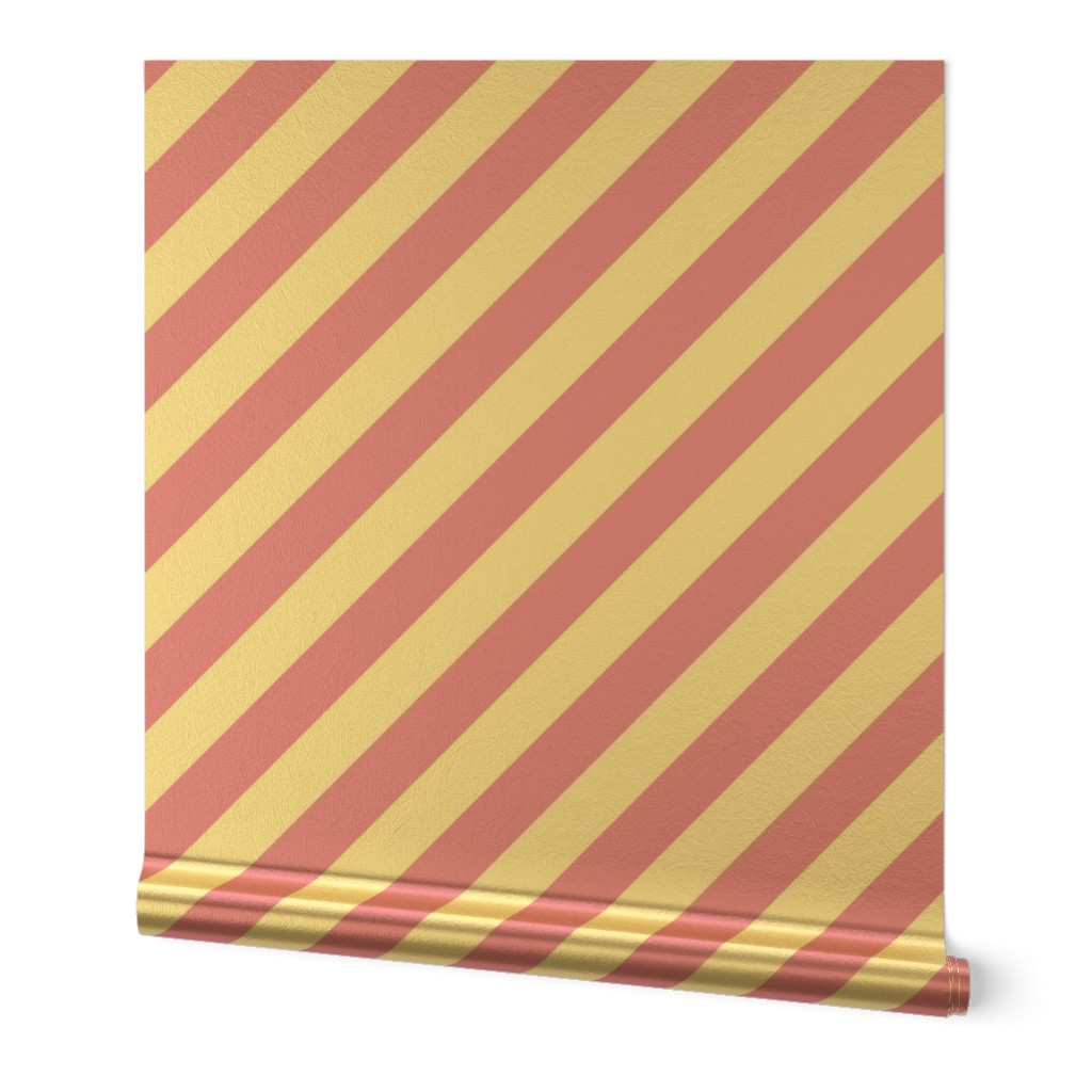 Classic Diagonal Stripes // Peony and White
