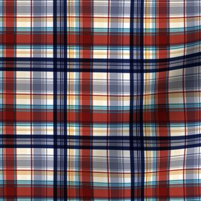 Frances Plaid Scarlet Gray Small Scale