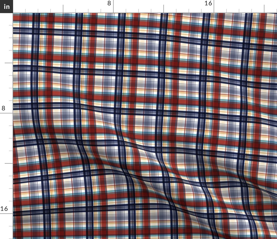 Frances Plaid Scarlet Gray Small Scale