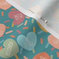 scattered candy hearts, colorful