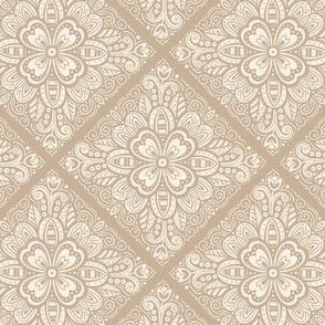 Cream Tonal Floral Tile 02